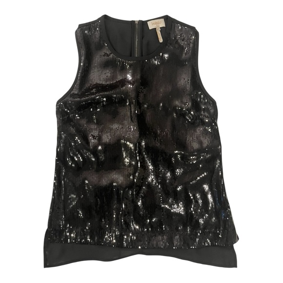 Laundry by Shelli Segal black sequined sleeveless blouse size 10 - Picture 3 of 7